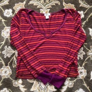 Striped long sleeve crop top